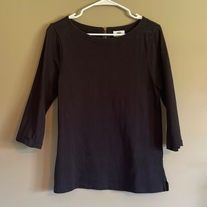 Old Navy Black Boat Neck 3/4 Sleeve Cotton Shirt | size M